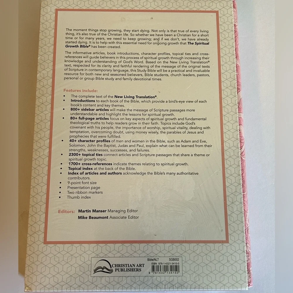 NWT The NLT version Spiritual Growth Bible Pink Faux Leather - Picture 3 of 6
